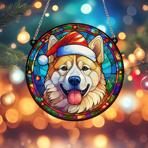 Akita Christmas Suncatcher